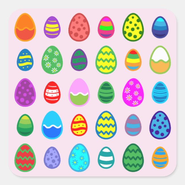 Pink Easter Eggs Square Sticker (Front)