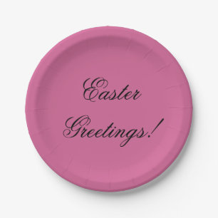 Pink, Easter Greetings Paper Plate