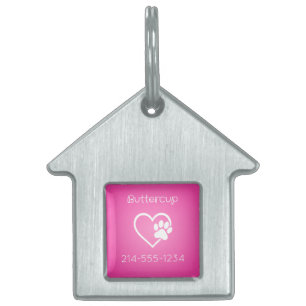 Pink Eat Play Love Custom Dog Name ID Tag
