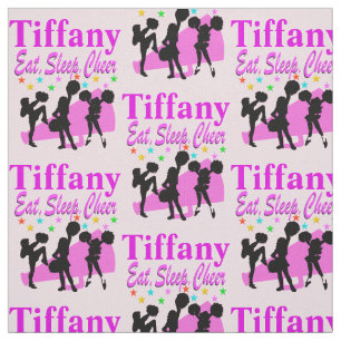 PINK EAT, SLEEP, CHEER PERSONALIZED FABRIC