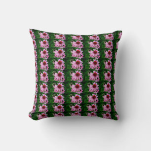 pink echinacea flower pattern pillow