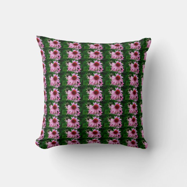 pink echinacea flower pattern pillow (Front)
