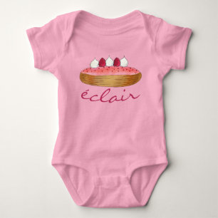 Pink Eclair French Choux Pastry Baking Patisserie Baby Bodysuit