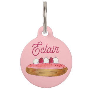 Pink Eclair French Choux Pastry Baking Patisserie Pet Tag