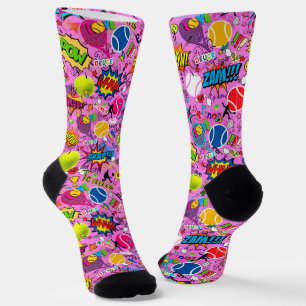 😍🤩pink Eclectic tennis🎾 pattern  Socks