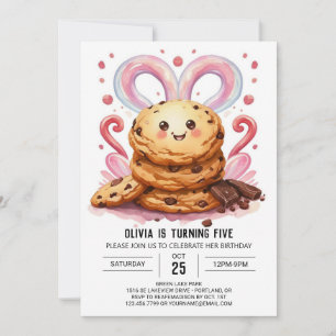 Pink Editable Chocolate Cookies Birthday Invitation