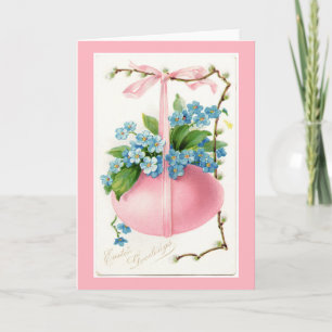 Pink Egg and Flowers Easter Greeting Card