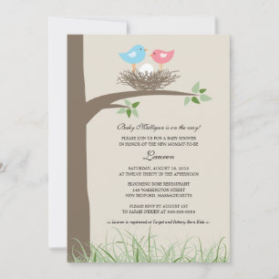 Pink Egg Baby Bird's Nest Baby Shower Invitation