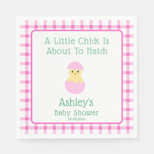 Pink Egg Little Chick To Hatch Girl Baby Shower  Napkin