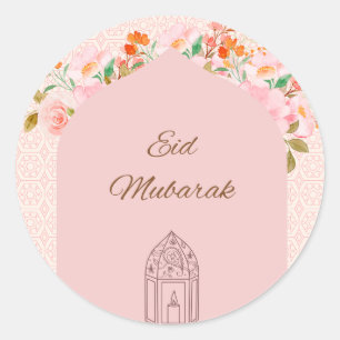 Pink Eid mubark  Classic Round Sticker