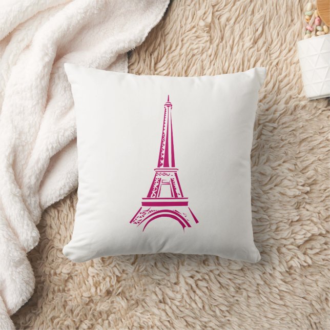 Pink Eiffel Towel Paris Throw Pillow (Blanket)