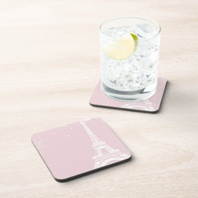Pink Eiffel Tower Cork Coasters (Right Side)