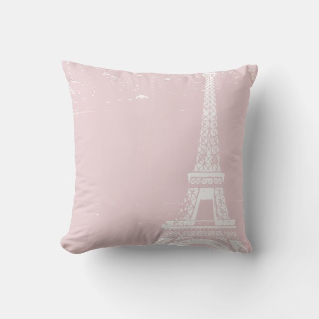 Pink Eiffel Tower Custom Cotton Pillows (Front)