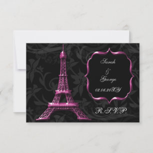pink Eiffel tower french  rsvp standard 3.5 x 5 Card