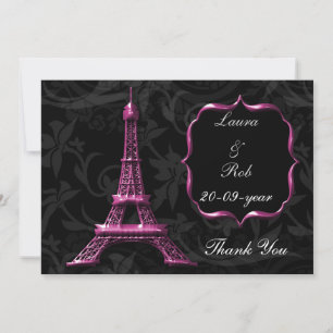 pink Eiffel tower French Thank You Invitation
