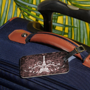 Pink Eiffel Tower Grunge Luggage Tag