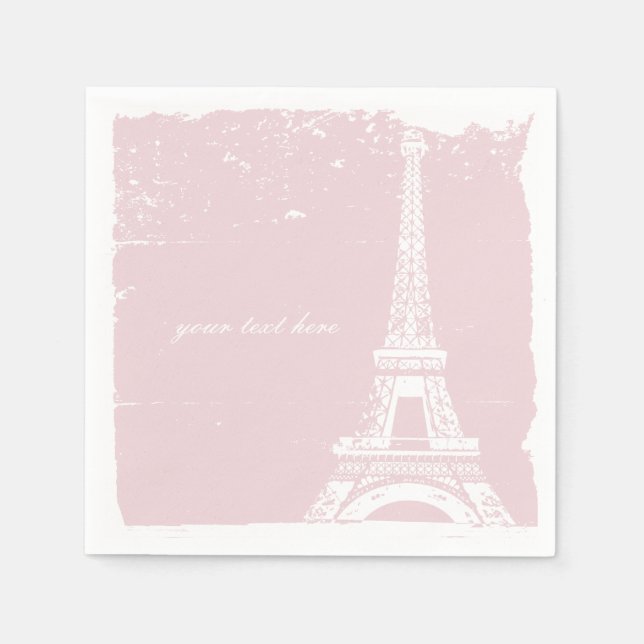 Pink Eiffel Tower Paper Napkin Set (Front)