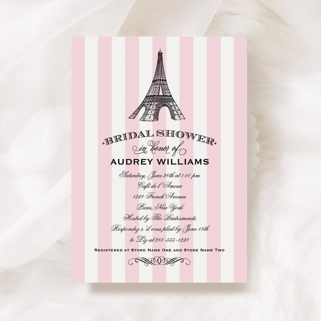 Pink Eiffel Tower Paris Wedding Bridal Shower Invitation (Creator Uploaded)