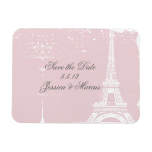 Pink Eiffel Tower Save the Date Wedding Magnets