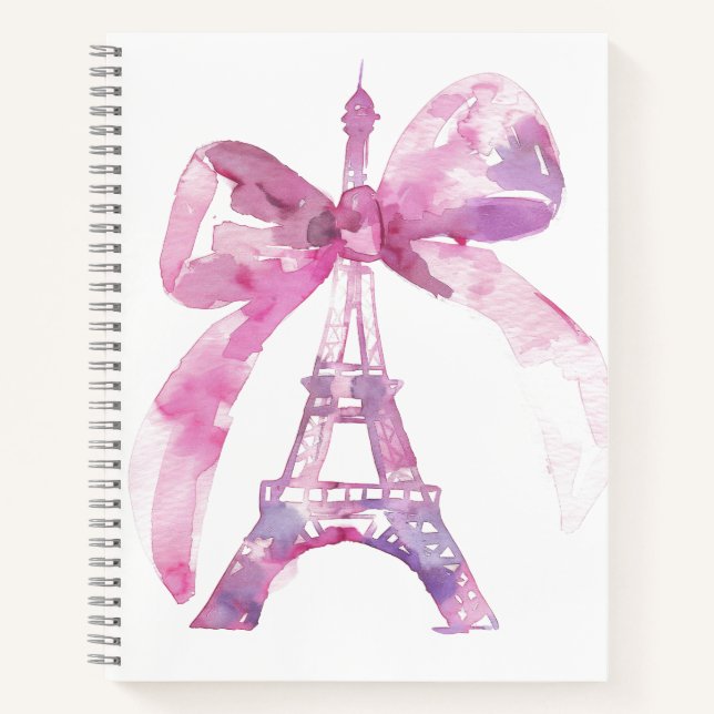Pink Eiffel Tower Spiral Notebook (Front)