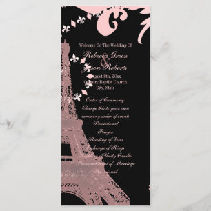pink eiffel tower vintage paris wedding programs programme