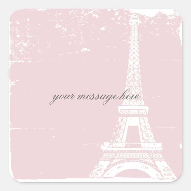 Pink Eiffel Tower Wedding Stickers (Front)