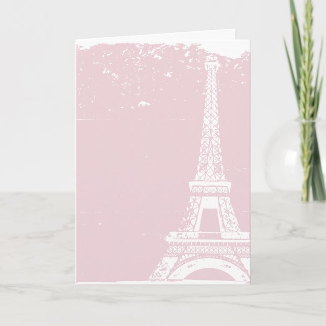 Pink Eiffel Tower Wedding Thank You Cards (Front)