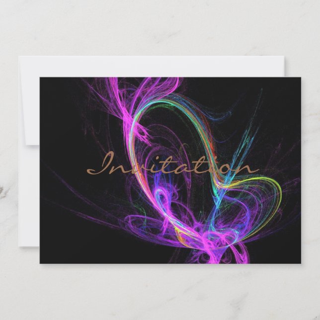 Pink Electric Fractal Invitation (Front)