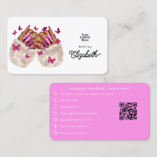 Pink Elegance African American Nail Salon Design Business Card