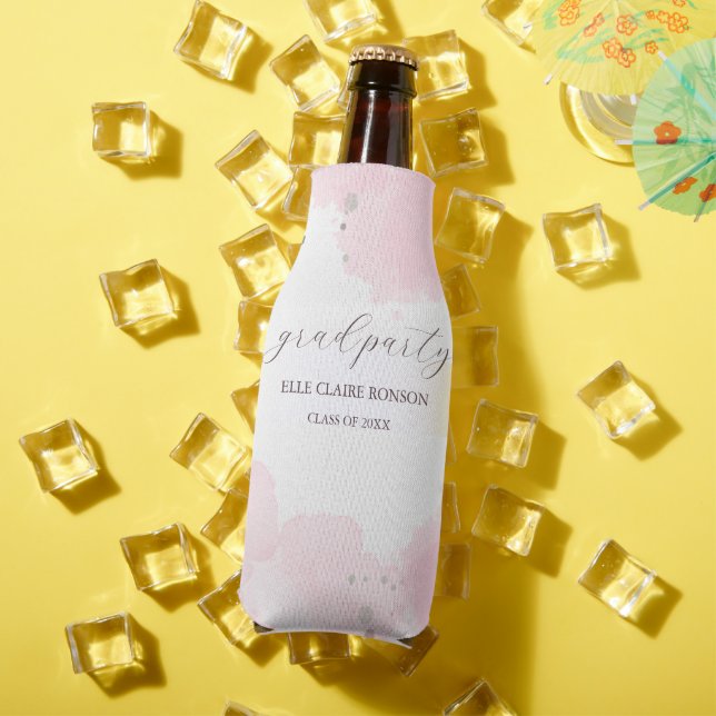pink Elegance Graduation Party Invitation Bottle Cooler (In Situ Summer)