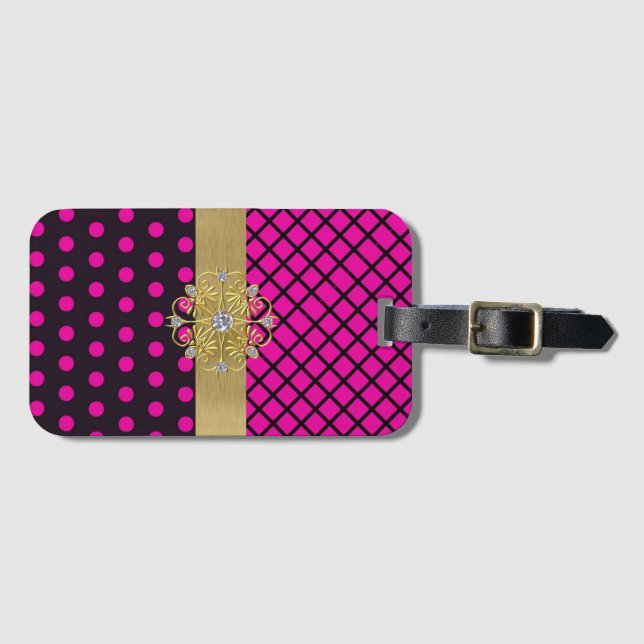 Pink Elegance Luggage Tag (Front Horizontal)