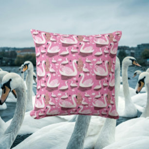 Pink Elegance Swan Cushion