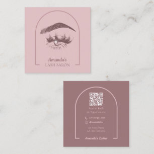 Pink Elegant Arc Beauty Salon QR Code Square Business Card