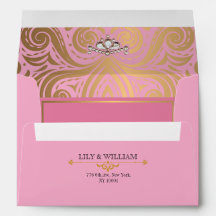 Pink Elegant Artdeco Diamond Gold Wedding