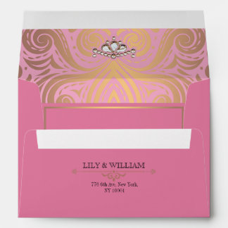 Pink Elegant Artdeco Diamond Rose Gold Wedding Envelope