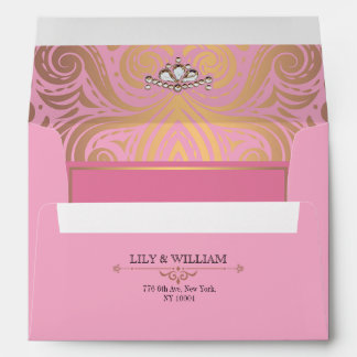 Pink Elegant Artdeco Diamond Rose Gold Wedding Envelope