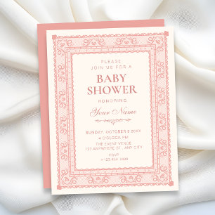 Pink elegant baby shower invitation