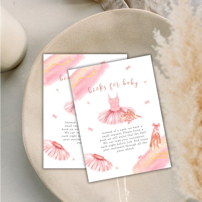 Pink Elegant Ballerina Girl Books For Baby Shower Enclosure Card (Pink Elegant Ballerina Girl Books For Baby Shower Enclosure Card)