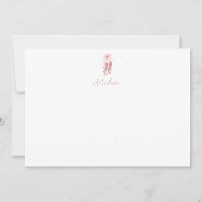 Pink Elegant Ballerina Shoes Flat Thank You Card (Front)