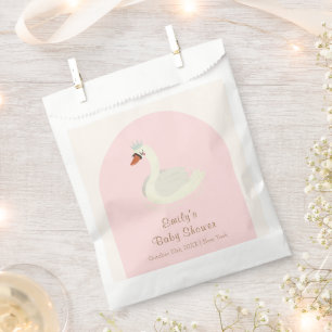 Pink Elegant Boho Arch Princess Swan Baby Shower  Favour Bags