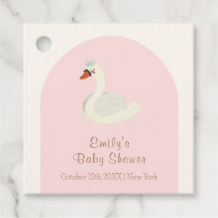 Pink Elegant Boho Arch Princess Swan Baby Shower Favour Tags