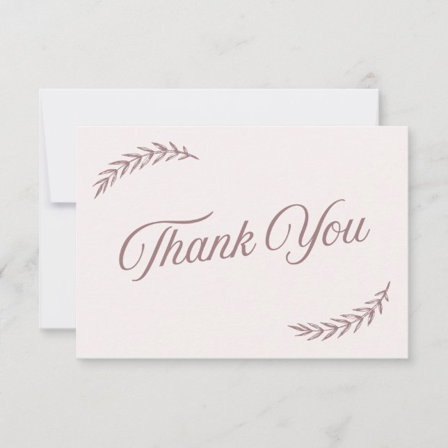 Pink elegant boho bridal shower Thank You Notes (Front)