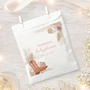 Pink Elegant Boho Cowgirl Boots Pampas Baby Shower Favour Bags