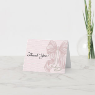 Pink Elegant Bow Girl Baby Shower Thank You Card