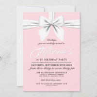 Pink Elegant Bow White Tiffany Birthday Invitation