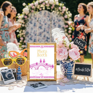 Pink Elegant Bridge Photo Booth Sign Invitation