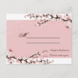 Pink Elegant Cherry Blossom Wedding Response RSVP