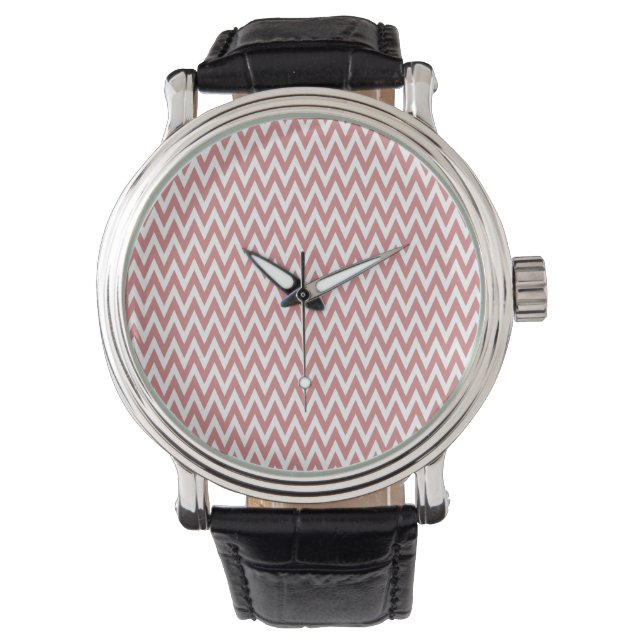 Pink Elegant Chevron Design Watch (Front)