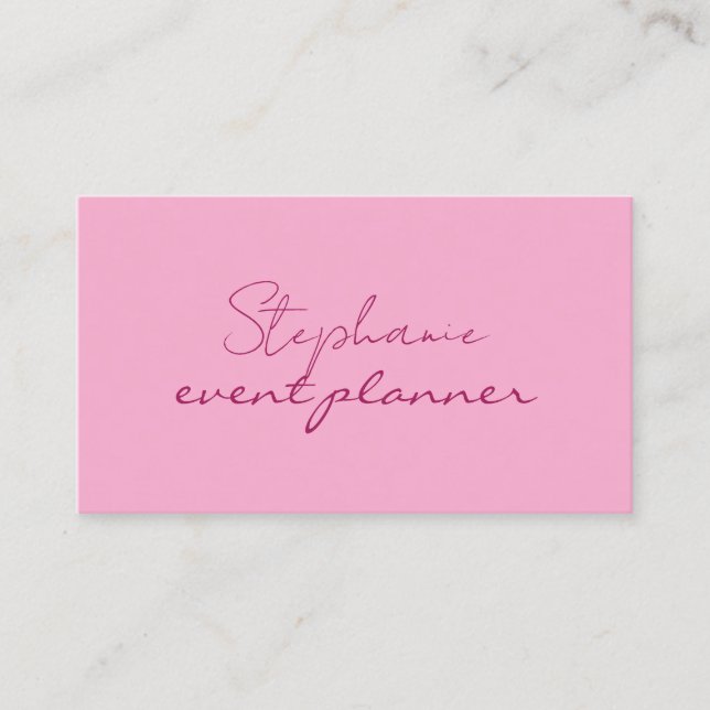 Pink Elegant Colourful Girly Professional Modern  Business Card (Front)