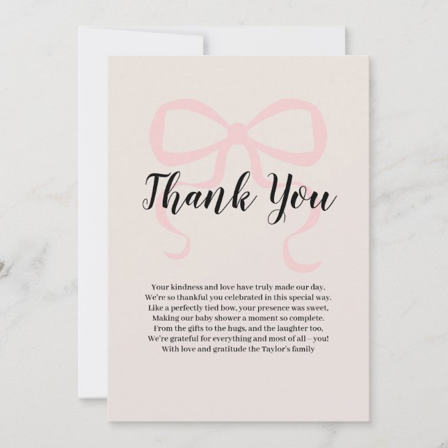 Pink elegant coquette bow Thank You (Front)